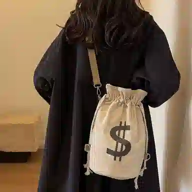 多用帆布包潮牌个性束口水桶包男女单肩斜挎包日系百搭学生双肩包