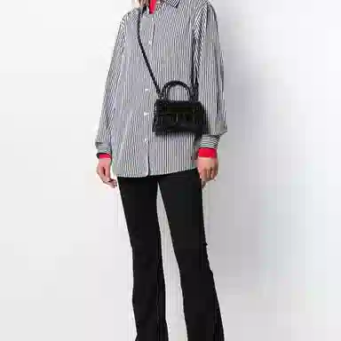 Balenciaga Hourglass Black Croc-Embossed Mini Bag