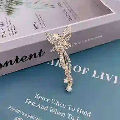 蒙妮 轻奢水钻蝴蝶鸭嘴#好运 合金 发夹 女款