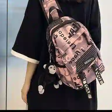 欧曼斐 运动学生单肩包休复古日系斜肩小背包 尼龙 胸包 男女同款情侣款 多色