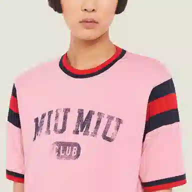 Miu Miu SS22 Logo T-Shirt Pink