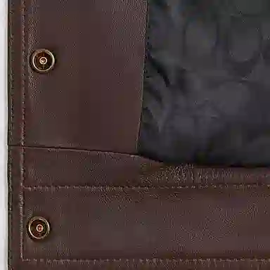 COACH Slim Single-Breasted Leather Jacket Brown