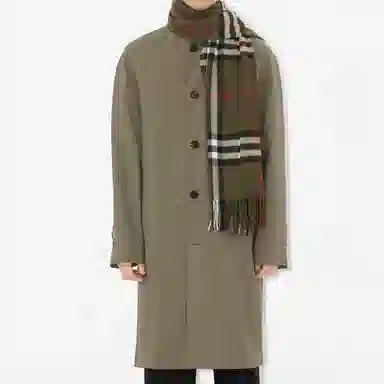 Burberry Wide Check Cashmere Scarf Green