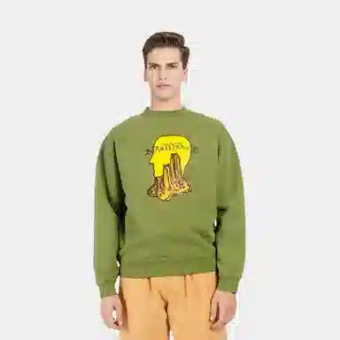Brain Dead FW21 Mount Slime Crewneck - Olive
