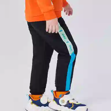 尔克儿童 童装 织带印花松紧腰运动休闲裤 男童