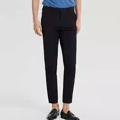 才子 纯色抗皱中腰修身休闲裤 男款