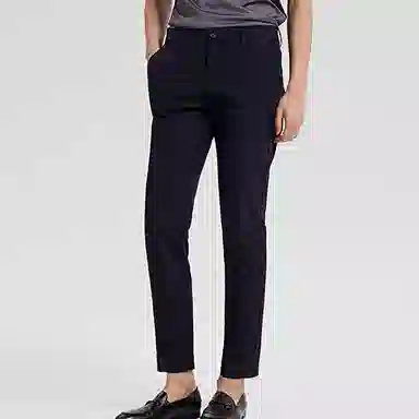 才子 纯色抗皱中腰修身休闲裤 男款