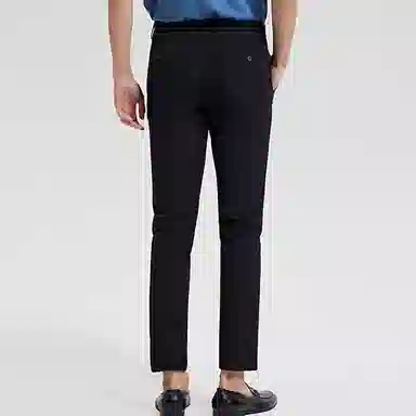 才子 纯色抗皱中腰修身休闲裤 男款