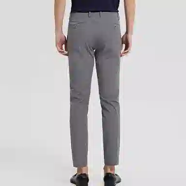 才子 纯色抗皱中腰修身休闲裤 男款