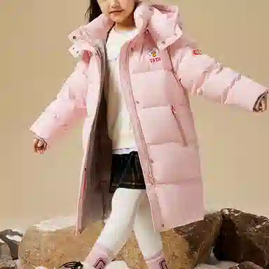 鸭鸭 字母印花连帽长袖加厚羽绒服 儿童款