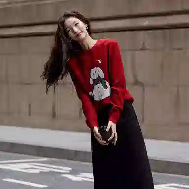 【dme】 提花休闲圆领长袖针织衫 女款