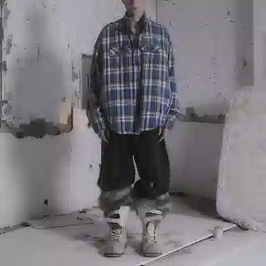 GRAILZ PROJECT G/R FW24 Plaid Pocket Shirt Jacket Blue