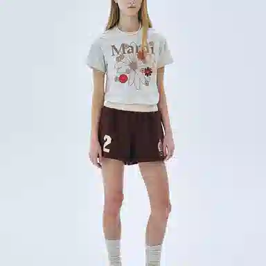 MARDI MERCREDI SS25 SLIM TSHIRT FLOWERMARDI BLOSSOM_OATMEAL T