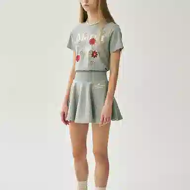 MARDI MERCREDI SS25 SLIM TSHIRT FLOWERMARDI BLOSSOM_GREY IVORY T