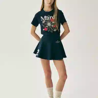 MARDI MERCREDI SS25 FLARE MINI SKIRT ORIGINALIS 25_NAVY