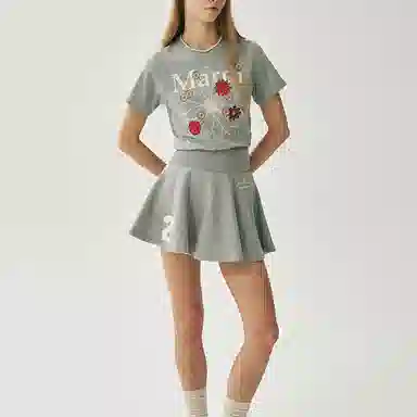 MARDI MERCREDI SS25 SLIM TSHIRT FLOWERMARDI BLOSSOM_GREY IVORY T