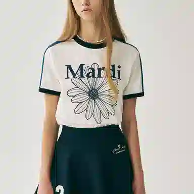 MARDI MERCREDI LINGER TSHIRT FLOWERMARDI_IVORY NAVY SS25T