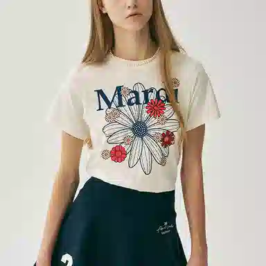 MARDI MERCREDI SS25 SLIM TSHIRT FLOWERMARDI BLOSSOM_CREAM T