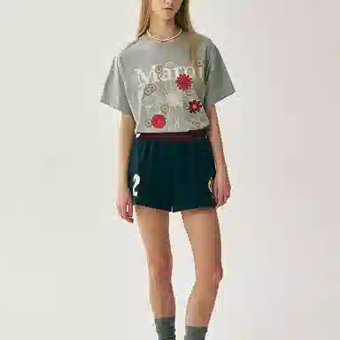 MARDI MERCREDI SS25 TSHIRT FLOWERMARDI BLOSSOM_GREY IVORY T