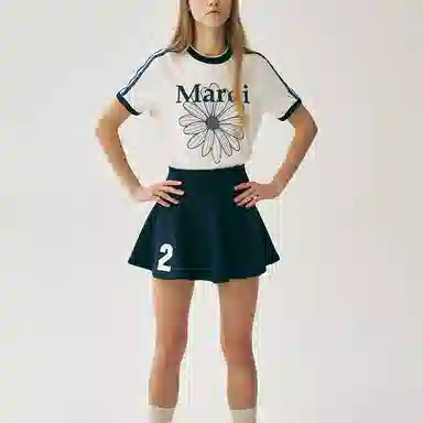 MARDI MERCREDI LINGER TSHIRT FLOWERMARDI_IVORY NAVY SS25T