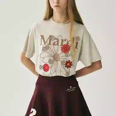MARDI MERCREDI SS25 TSHIRT FLOWERMARDI BLOSSOM_OATMEAL TAUPE T