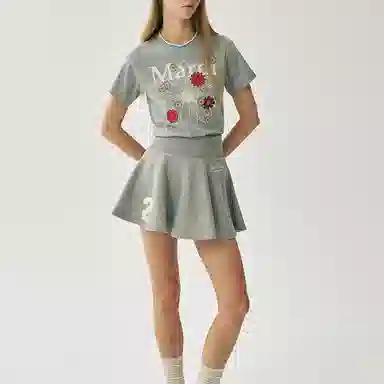 MARDI MERCREDI SS25 FLARE MINI SKIRT ORIGINALIS 25_GREY