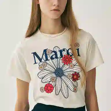 MARDI MERCREDI SS25 SLIM TSHIRT FLOWERMARDI BLOSSOM_CREAM T