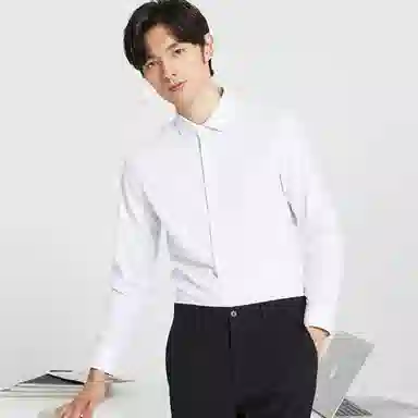 才子 尖领休闲刺绣长袖衬衫 男款