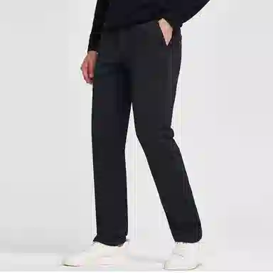 才子 纯色中腰加厚保暖修身休闲裤 男款