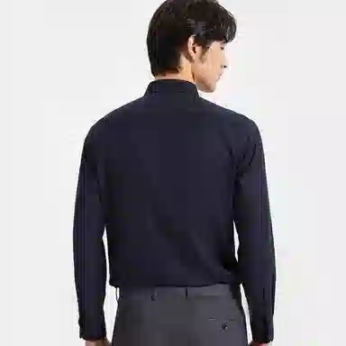 才子 尖领休闲刺绣长袖衬衫 男款