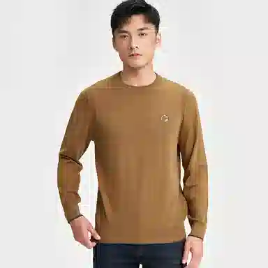 才子 圆领拼接套头修身毛衣 男款