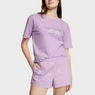 Victoria's Secret Cotton Short Tee-Jama SetUnicorn Purple MD
