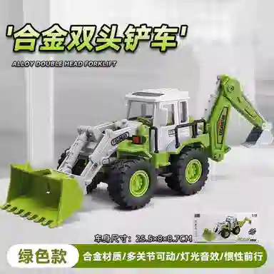 卡威 大号合金铲车推土机 工程车挖掘机工程两用铲车 成品模型