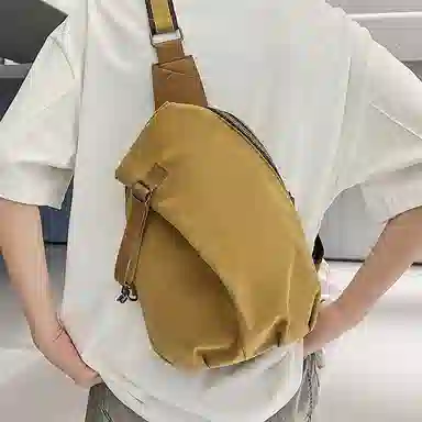 泰克森 运动休闲简约便携 帆布 帆布单肩斜挎胸包 常规 男女同款情侣款 白色/卡其色/黑色/灰色