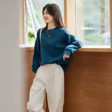 【dme】 圆领宽松纯色卫衣 女款