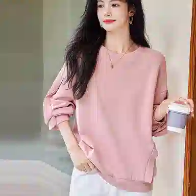 【dme】 圆领宽松纯色卫衣 女款