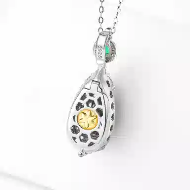 幸囍礼 新中式翡翠阳绿水滴锁骨链 高冰透小众设计高级感吊坠 奢华贵气国潮汉服旗袍挂坠 豆种 项链 男女同款情侣款