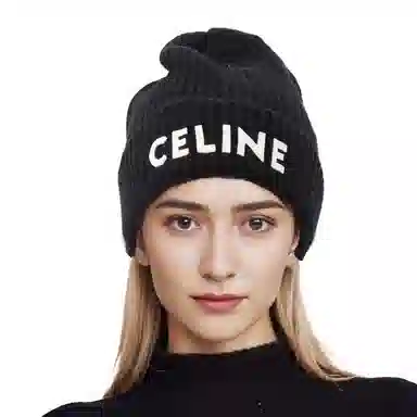CELINE Logo Beanie Black