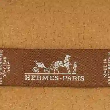 Hermes Herringbone Cashmere Scarf Camel