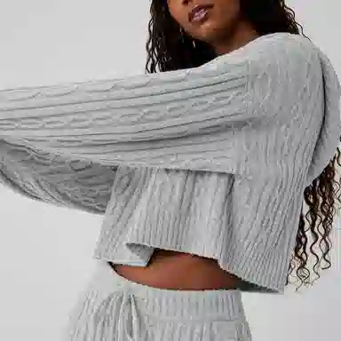 alo yoga Hoodie Knit Pullover Athletic Heather Grey