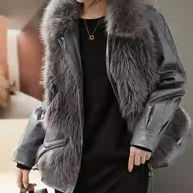 【dme】纯色休闲宽松翻领百搭夹克外套 女款 灰色