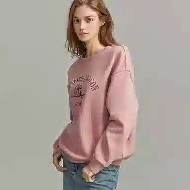 【dme】 字母印花简约圆领套头加厚加绒保暖长袖卫衣 女款 粉色