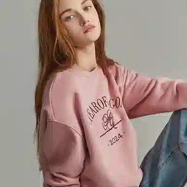 【dme】 字母印花简约圆领套头加厚加绒保暖长袖卫衣 女款 粉色