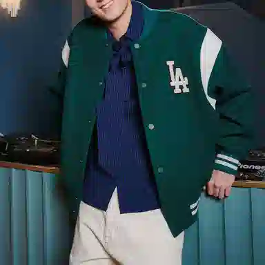 MLB Dodgers Green Bomber Jacket