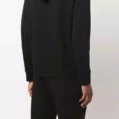 Emporio Armani Logo Embroidered Zip Hoodie Black