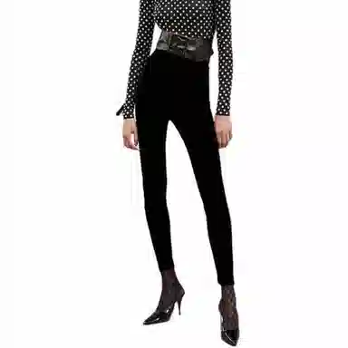 SAINT LAURENT FW21 Velvet Leggings Black