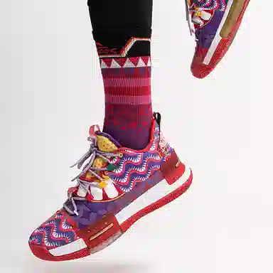 匹克 闪现一代 织物 减震防滑耐磨 中帮 篮球鞋 红紫