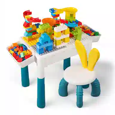 小牧马 儿童多功能玩具桌 积木桌 大颗粒拼装 益智力拼图套装