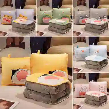 公主恋人 卡通加厚抱枕被 可爱兔子恐龙哈士奇靠枕 午睡毯 玩偶周边