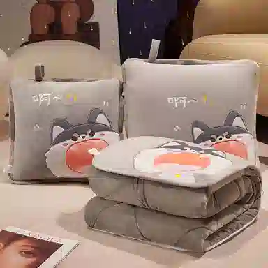 公主恋人 卡通加厚抱枕被 可爱兔子恐龙哈士奇靠枕 午睡毯 玩偶周边